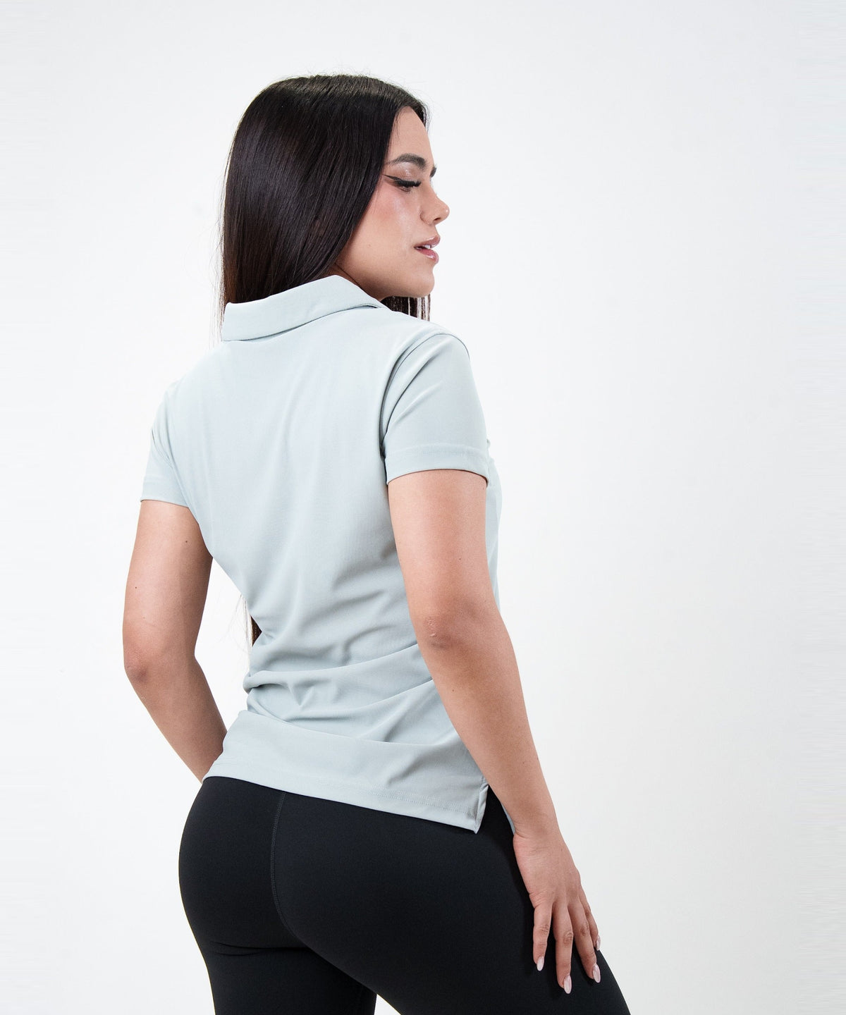 Polo Fly Mujer Gris, vista de espalda