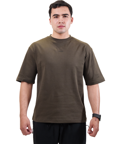 Playera Boxy Café Fyze, vista de frente