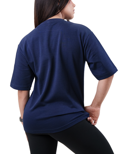 Playera Boxy Marino Fyze para mujer, vista de espalda