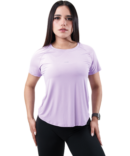 Playera Panel Mujer Lila, vista de frente