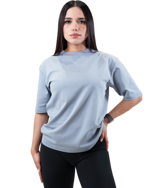 Playera Boxy Cielo Fyze para mujer, vista de frente