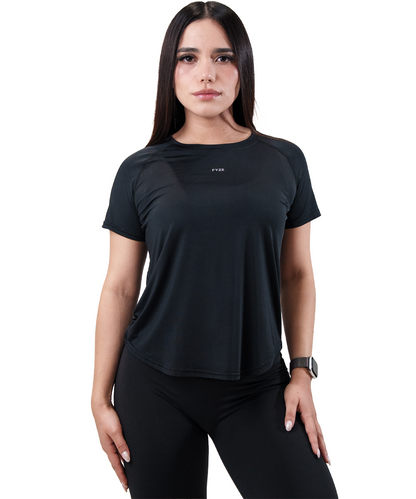 Playera Panel Mujer Negra, vista de frente