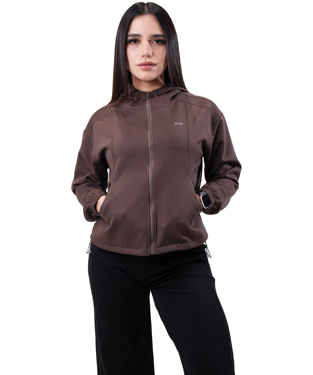 Cotton Jacket Mujer Café Fyze, vista de frente