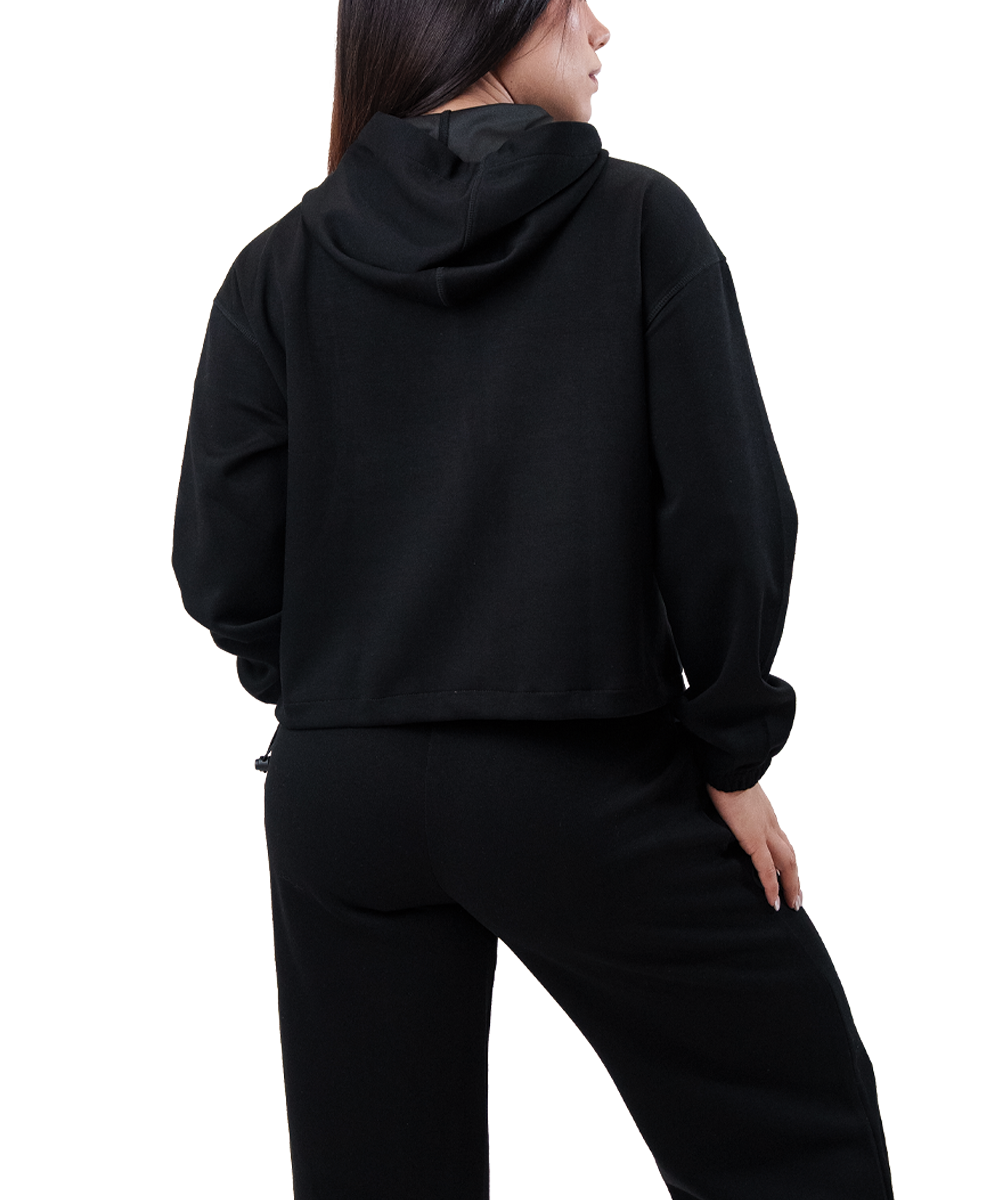 Cotton Jacket Mujer Negra Fyze, vista de espalda