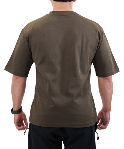 Playera Boxy Café Fyze, vista de espalda