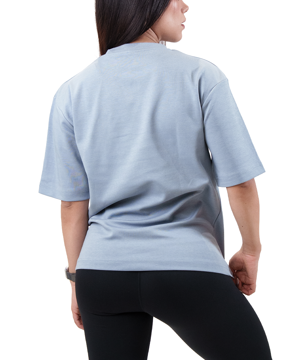 Playera Boxy Cielo Fyze para mujer, vista de espalda