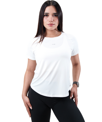 Playera Panel Mujer Blanca, vista de frente