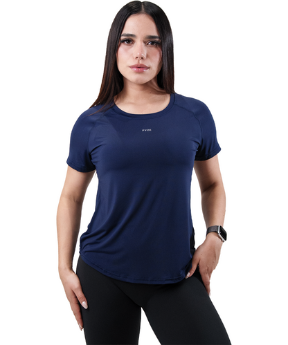 Playera Panel Mujer Marino, vista de frente