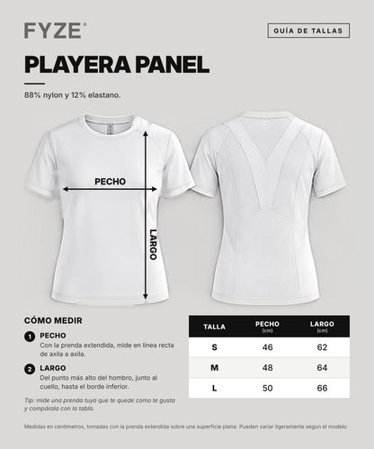 Guía de tallas Playera Panel: cómo medir pecho y largo, tallas S, M y L